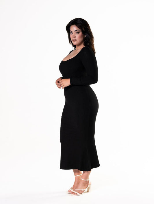 Shapewear Kleid mit langen Ärmeln in Schwarz